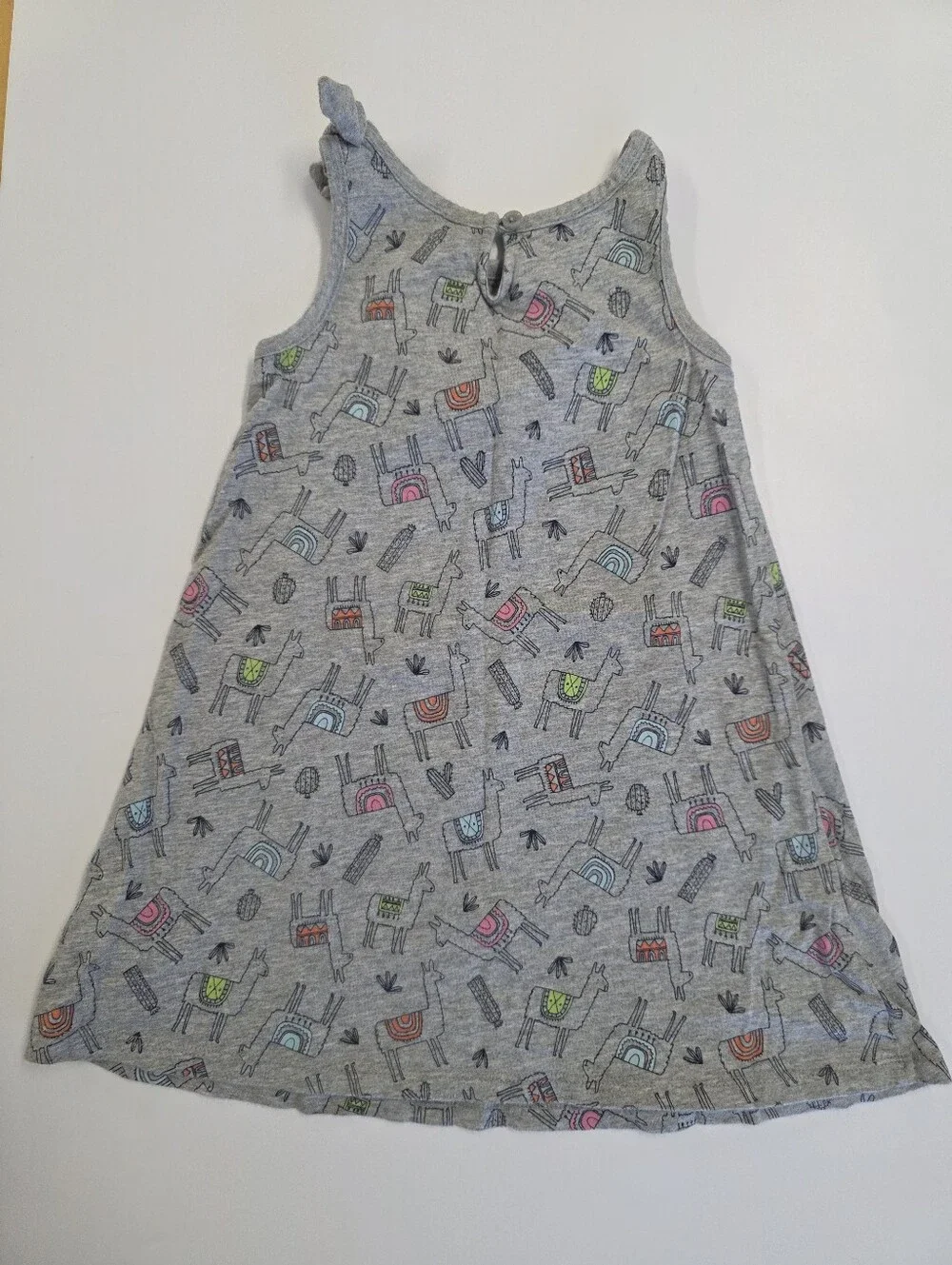 GAP Gray Dress with Llama Print & Shoulder Bow